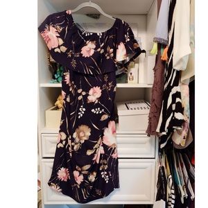 Floral off shoulder maternity dress